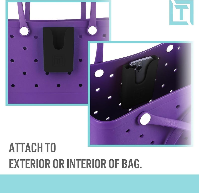 Tributary Brands - Black Phone Holder for Bogg Bag and Simple Modern Bag - Made of Silicone and Fits All Phone Sizes - Image 2